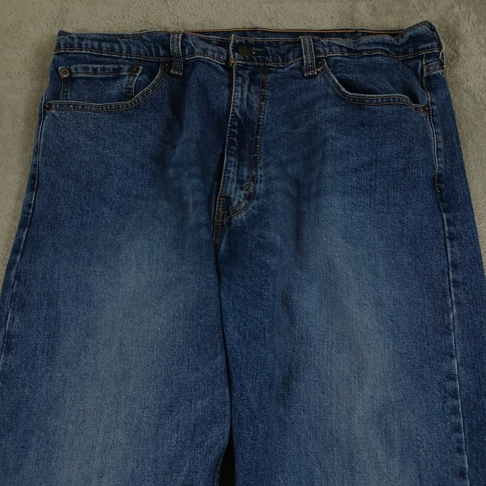 Levis 505 Jeans Mens 38x32 Blue Denim‎ Distressed Straight Modern Casual